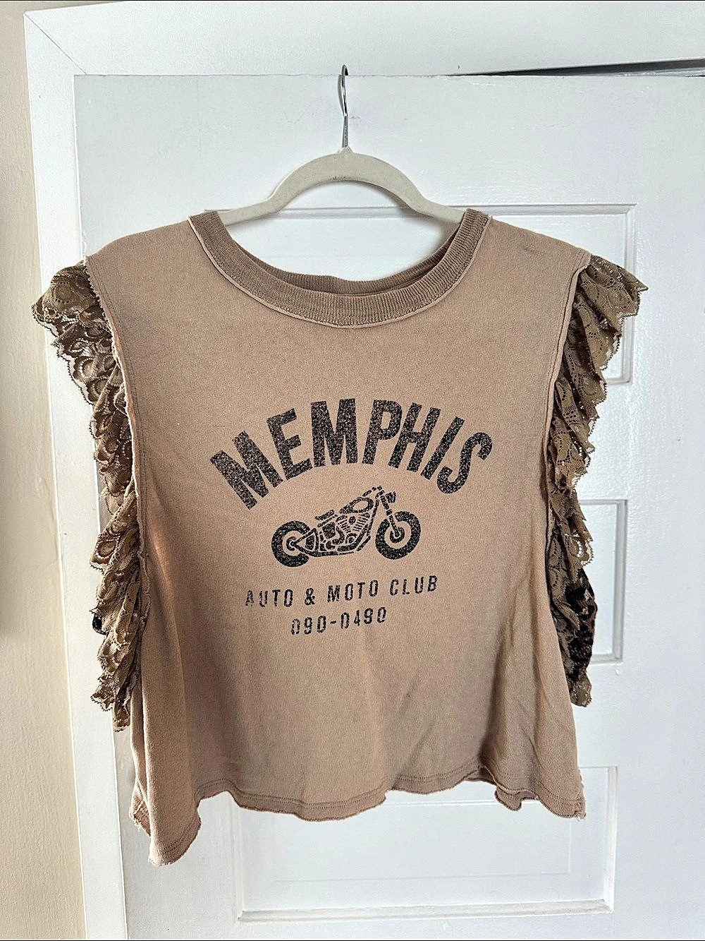 We-The-Free Lace Side Muscle Tee in Brown Like New